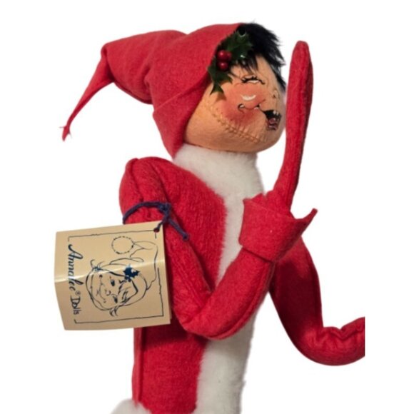 Annalee Dolls Vintage Christmas Swirl Red Elf Code# 7448 Mobilitee Doll (NWT) - Picture 6 of 16